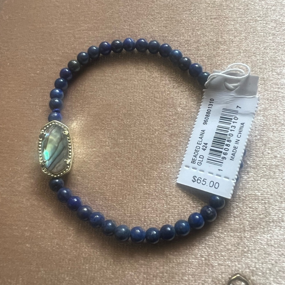 Kendra Scott Lapis Bead Bracelet with Abalone Gold Accent